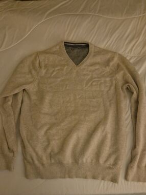 Men's V-Neck Sweater in Light Beige